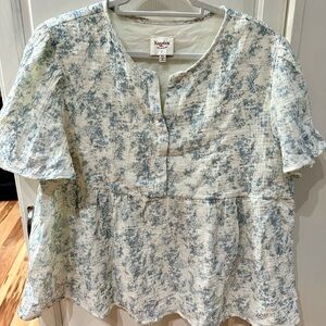 Hayden Floral Blue and Cream Blouse